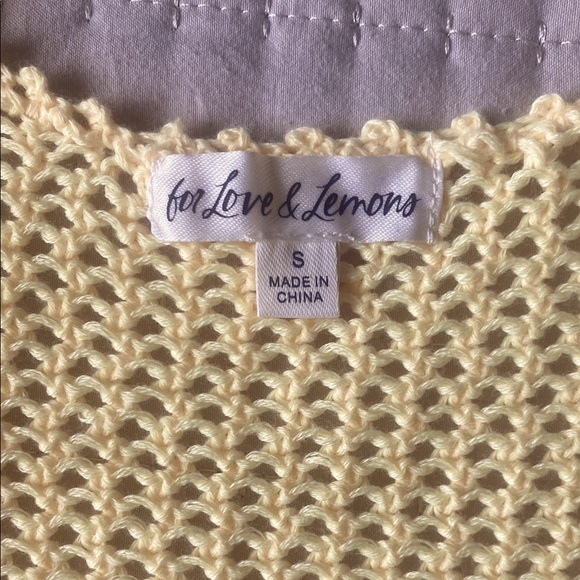 For Love And Lemons - Butter Yellow Crochet Button Down Top - Picture 2 of 10